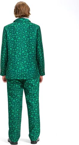 Men's St Patricks Day Suit 3 PCS Shamrock Print Suit with Blazer Pants Tie Irish St. Paddys Holiday Party Green in Kuwait