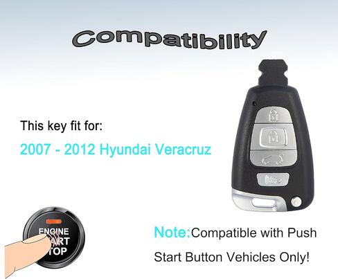 Smart Key Fob for Hyundai Veracruz 2007-2012, YIKEBALOG Keyless Entry Proximity Remote Control Key Fob Compatible with Hyundai Veracruz 2007-2012 SY5SVISMKFNA04 95440-3J500 434MHz in Saudi Arabia