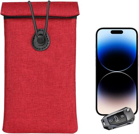 Faraday Bags for Car Keys and Cell Phone, Keyless Entry Fob Signal Blocking Bag Anti Theft Car Protection, GPS Car Key Shielding Pouch WiFi/GSM/LTE/NFC/RFID Signal Blocker (Black) in Saudi Arabia