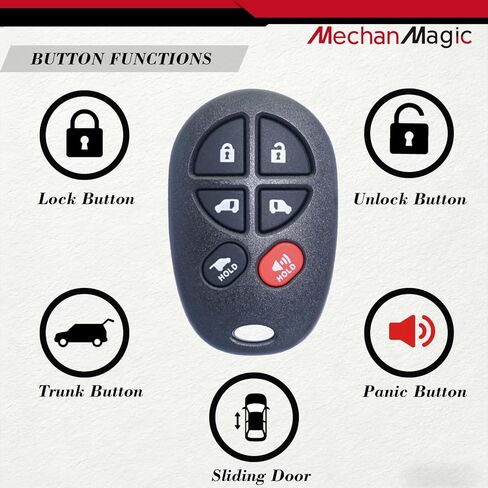 MechanMagic Key Fob Replacement Fits for Toyota Sienna 2004-2019 GQ43VT20T 89742-AE050 Keyless Entry Car Remote Control, 6 Button (Pack of 2) in Saudi Arabia