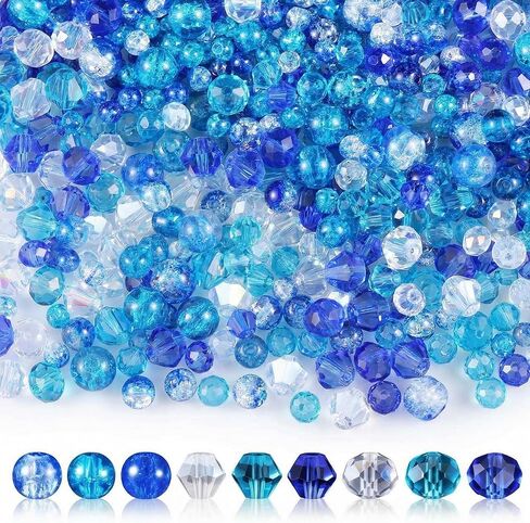 1215 Pcs 4th of July Glass Beads Patriotic Crackle Crystal Beads Memorial Day Faceted Glass Bead Red White Blue Bicone Crystal Beads for Independence Day DIY Jewelry Necklace Bracelet Earring in Kuwait