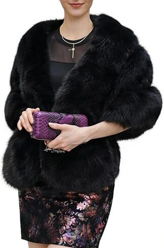 شال نسائي شتوي من الفرو الصناعي طويل فاخر معطف يتغاضى عن حفلات الزفاف وأغطية من الفرو لفساتين السهرة in Kuwait