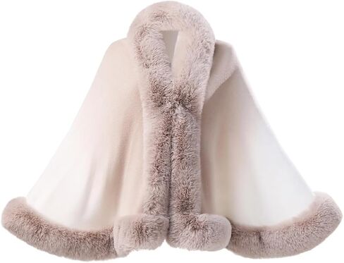 Engerla Women Faux Fur Wraps Shawls Stoles Cape for Prom Evening Party Formal Outwear Coat in Saudi Arabia