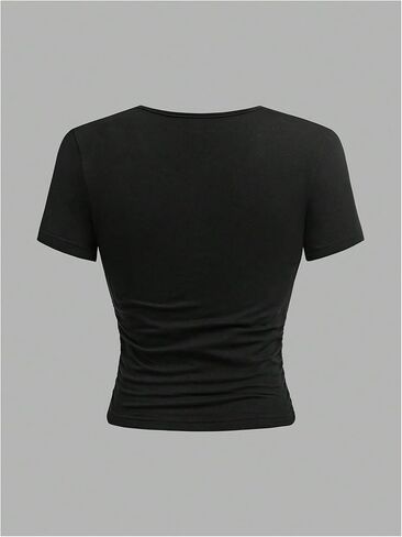 SOLY HUX Girl's 3 Pack T Shirt Short Sleeve Crew Neck Ruched Fitted Tee Solid Summer Tops in Saudi Arabia