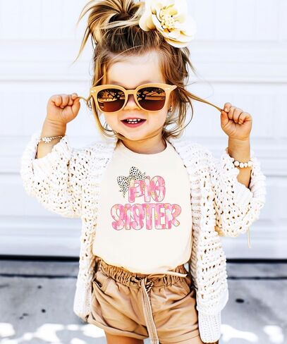 قميص Olive Loves Apple Big Sister Bow للأطفال الصغار والفتيات الشباب، تي شيرت برسومات أخت جديدة عصرية in Kuwait