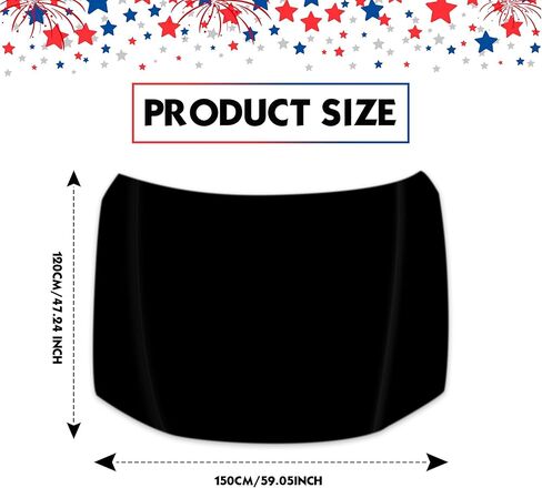 All Black Fabric 4X5Ft Hood Cover for Car Hood Cover, for Celebrations Vehicles Decorate Accessories Fits Coupe Saloon SUV Pickup Trucks in Saudi Arabia