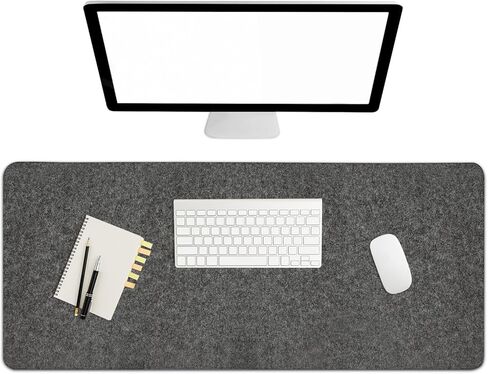 Felt Desk Mat 35.4 x 15.7 Inch, Large Desk Pad Protector for Keyboard and Mouse, Non-Slip Desk Blotter for Office & Home, Charcoal Gray Felt Mouse Pad in Kuwait