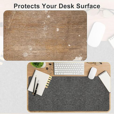 Felt Desk Mat 35.4 x 15.7 Inch, Large Desk Pad Protector for Keyboard and Mouse, Non-Slip Desk Blotter for Office & Home, Charcoal Gray Felt Mouse Pad in Kuwait