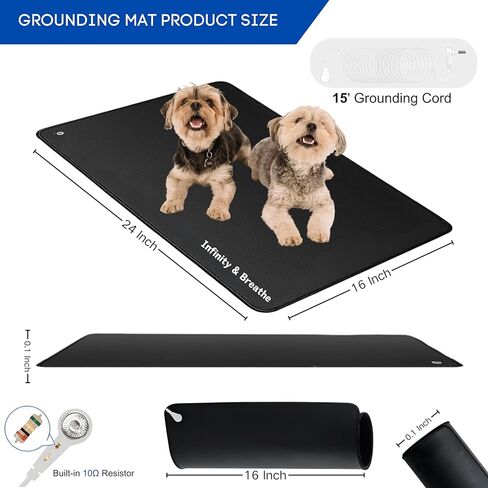 Grounding Mat, 24"x16" Grounding Pad for Desk Versatile Ground Therapy Balanced Energy Overall Wellbeing Earthing Mat for Better Sleep, Pain Relief, with 15 Foot Anti-Tangle Wire, with Pattern in Saudi Arabia