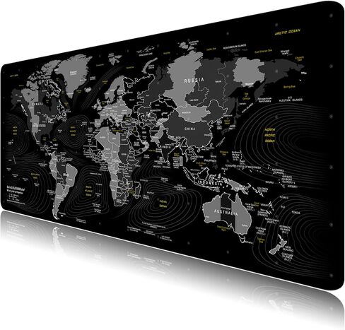 World Map Mouse Pad Grey Desk Pad XL Large Gaming Mouse Pad Sea Area Desk Mat Keyboard Mouse Mat (Grey) in Saudi Arabia