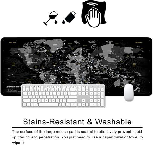 World Map Mouse Pad Grey Desk Pad XL Large Gaming Mouse Pad Sea Area Desk Mat Keyboard Mouse Mat (Grey) in Saudi Arabia