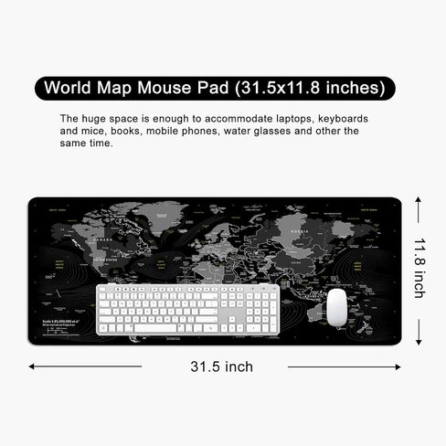 World Map Mouse Pad Grey Desk Pad XL Large Gaming Mouse Pad Sea Area Desk Mat Keyboard Mouse Mat (Grey) in Saudi Arabia
