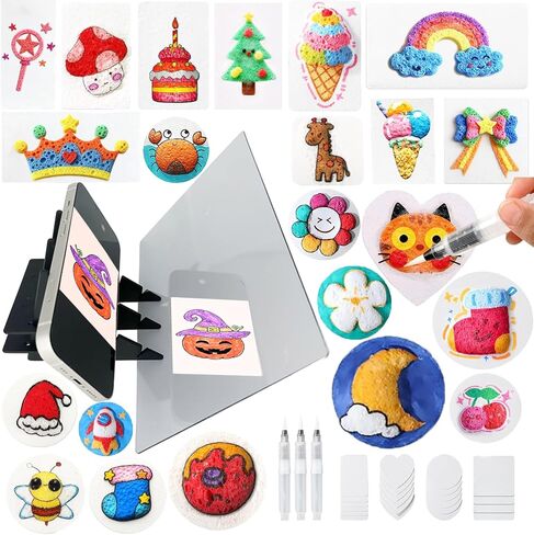 جهاز عرض رسم 2 في 1 من QYRCXX مع مجموعة طلاء إسفنجية سحرية مكونة من 44 قطعة، لوحة تتبع بصري للأطفال والمبتدئين، أعمال فنية منتفخة ثلاثية الأبعاد منشطة بالماء، هدية مثالية لأعمار 3 سنوات فما فوق في عيد الهالوين in Kuwait