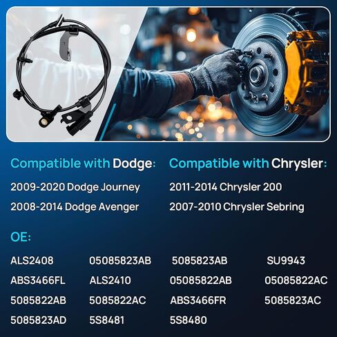 ABS Wheel Speed Sensor, Front Left Right Fits for 2009-2020 Dodge Journey, 2008-2014 Avenger, 2011-2014 Chrysler 200, 2007-2010 Sebring, Driver and Passenger Side ABS Sensors, ALS2408 ALS2410, 2PCS in Saudi Arabia