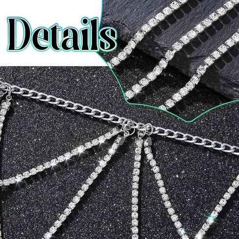 Zoestar Rhinestone Waist Chain Silver Crystal Body Chains Party Body Jewelry Accessories for Women in Saudi Arabia