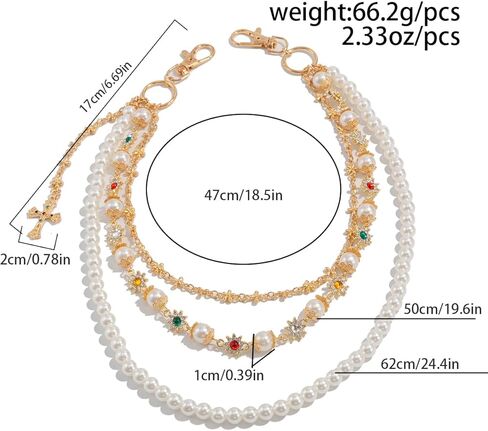 Gold Wallet Pants Chain for Men Women with Pearl Rhinestone Punk Gothic Accessories Hip Hop Layered Jean Chain for Pants Pocket Trousers Purse in Saudi Arabia