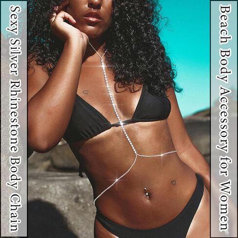 Bounzhi Sexy Rhinestone Body Chain Crossover Bra Crystal Body Jewelry Bikini Beach Body Necklace for Women in Saudi Arabia