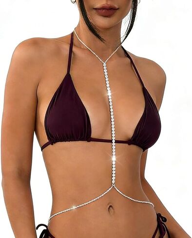 Bounzhi Sexy Rhinestone Body Chain Crossover Bra Crystal Body Jewelry Bikini Beach Body Necklace for Women in Saudi Arabia