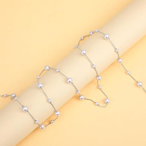 Pearl Waist Chain Belt Silver Belt Chain Belts for Women Fashion Plus Size Silver Waist Chains Metal Belts Chains for Women Dress Beach Jewelry in Saudi Arabia