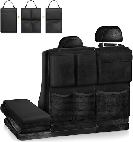 Hanging Car Trunk Organizer, Detachable Seat Back Storage Bag with Lids & 7 Large Pockets, Waterproof Space Saving Cargo Hanging Storage Container for Cars SUVs Vans (Black) in Saudi Arabia