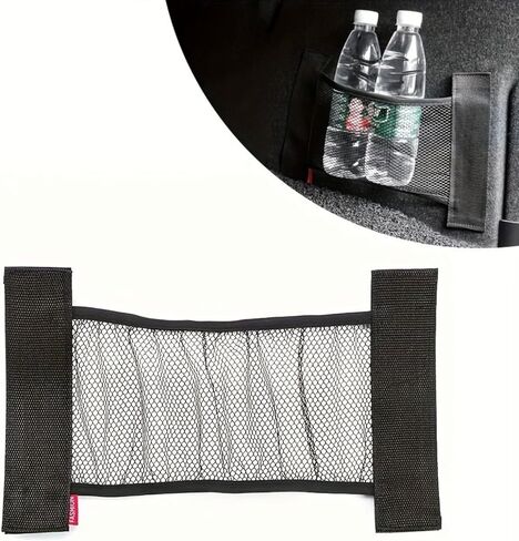 13.8" x 7.9" Trunk Storage Organizer with Magic Sticker,Car Mesh Cargo Net, Auto Elastic Storage Mesh Pouch for Rear Storage Wall Net Organizer for Car in Saudi Arabia