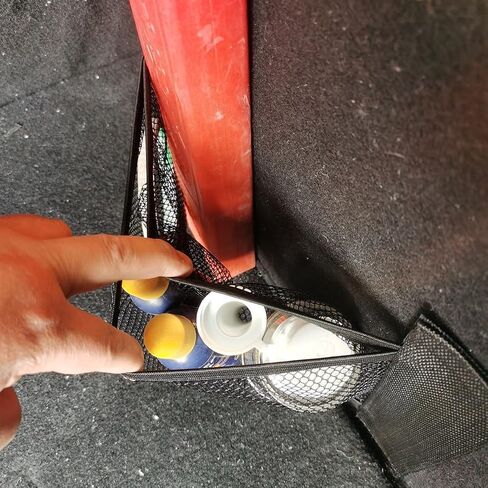 13.8" x 7.9" Trunk Storage Organizer with Magic Sticker,Car Mesh Cargo Net, Auto Elastic Storage Mesh Pouch for Rear Storage Wall Net Organizer for Car in Saudi Arabia