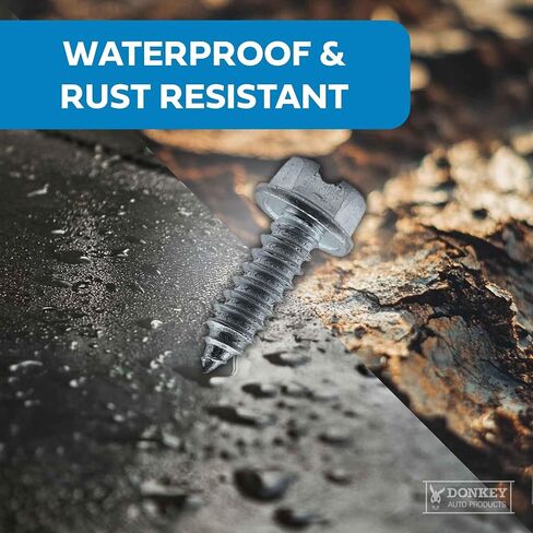 Donkey Auto Products License Plate Screws, Slotted Hex Head, #14 x 3/4 Inch, Rust Resistant, 4 Pack in Saudi Arabia