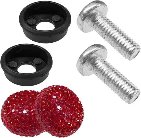 2PCS Bling Car License Plate Screws and Caps Kit, Crystal Rhinestone Anti Theft License Plate Fasteners with Covers, Universal Rustproof Vehicle Decorative Bolt for Most Cars(White) in Saudi Arabia