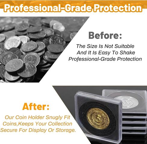 100Pcs Adjustable Acrylic Coin Collection Cases with Sponges, Coin Snap Holders, Silver Dollar Protection Cases, Clear Square Storage Organizer Boxes for Coins Collection Supplies(20-40mm) in Saudi Arabia