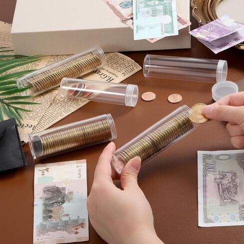 60 قطعة من أنابيب العملات المعدنية البلاستيكية بأحجام متنوعة، حاوية عملات معدنية دائرية شفافة، أنبوب تخزين العملات المعدنية مع غطاء لولبي، مستلزمات جمع العملات المعدنية بـ 6 أحجام in Kuwait