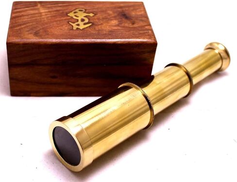 6" Brass Handheld Mini Pirate Telescope | Nautical Collectibles Spyglass | with with Wooden Box Portable Zoomable Telescope for Cruise Ship Travel Hiking Use in Saudi Arabia