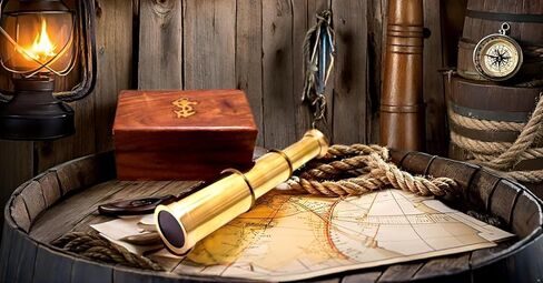 6" Brass Handheld Mini Pirate Telescope | Nautical Collectibles Spyglass | with with Wooden Box Portable Zoomable Telescope for Cruise Ship Travel Hiking Use in Saudi Arabia