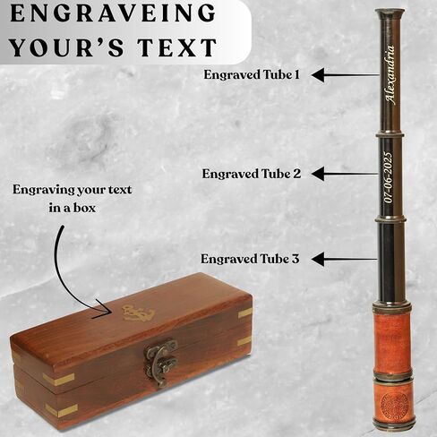 Vintage Black Dollond Brass Telescope 16" – Handheld Pirate Spyglass with Premium Wooden Box – Nautical Collectible & Decorative Gift by Artisan in Saudi Arabia