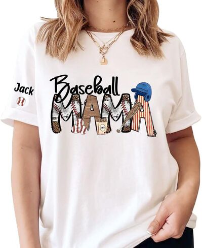 Personalized Baseball Mama Shirt, Baseball mom Shirt, Baseball Shirt Women, Custom mom Shirt with Kids Names in Saudi Arabia