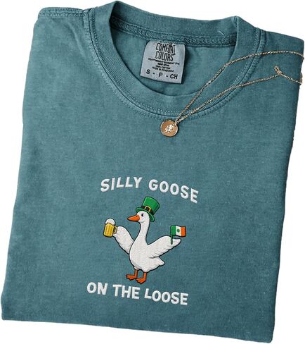 Silly irish goose on the loose funny st patricks day embroidered shirt, St. Patrick Day Shenanigans Multicolor in Saudi Arabia