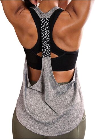 WDIRARA Women's Workout Tank Tops Racerback Sleeveless Athletic Shirts Gym Yoga Tops in Saudi Arabia
