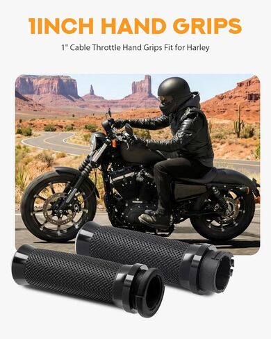 PBYMT 1inch Hand Grips, Cable Throttle Control Handlebar Grips Fit for Harley ’96-’07 Touring, ’08-’13 XR, ’96-Later XL, ’02-’17 VRSC, ’96-’17 Dyna (Except FXDLS) in Saudi Arabia