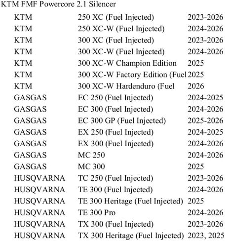 كاتم صوت KTM FMF Powercore 2.1 متوافق مع KTM 250/300 2023-2026/250/300 XC-W 2024-2026/متوافق مع Husqvarna TC250/TX300 2023-2026/TE300 2024-2026 - 125224 in Saudi Arabia