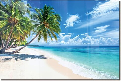 fzxwyishu Tempered Glass Backsplash for Kitchen,Stove Splashback Protector Beach Scenery Design | Heat-Resistant Splash Board, Kitchen Wall Decoration (Art Deco 2, 30"x20"(76.2x50.8cm)) in Saudi Arabia