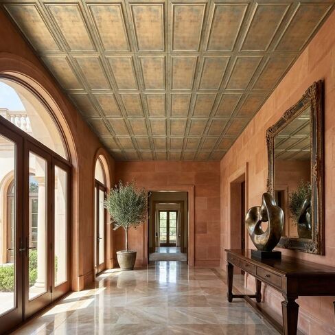 À LA MAISON CEILINGS R2147 Framed Panel Foam Glue-up Ceiling Tile 20 in x 40 in (21.4 sq. ft./Case), Pack of 4, Aged Copper in Saudi Arabia