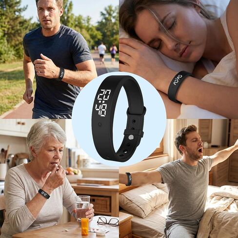Vibrating Alarm Wristband Wrist Alarm Clock Watch Vibrating Band Vibrates Silent Bracelet Alarms for Heavy Sleepers That Won't Wake Partner Wearable Shock Devices to Wake up Bands for Deaf Sleeper in Saudi Arabia