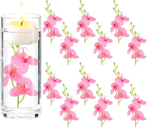 ARDUX (12 قطعة) حشوات مزهرية صناعية للشموع العائمة حشوات مزهرية زهرة الأوركيد الزرقاء لديكور الطاولة المركزية وحفلات الزفاف وديكور المنزل وبار المطعم (أزرق) in Kuwait