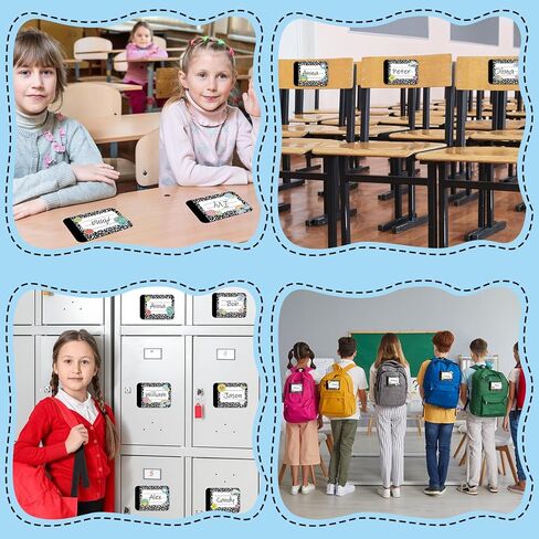 144Pcs Composition Name Tag Stickers for Student Classroom Decor in 6 Styles Black and White Name Stickers Tag 2.6×3.5 in Composition Nameplates for Classroom Elementary Kindergarten Preschool in Saudi Arabia