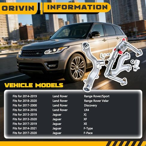 مجموعة نظام أنابيب المياه المبردة المعدنية لسيارة Land Rover LR4 Range Rover Sport & Jaguar XF XJ XE 3.0L V6 لاستبدال LR075991، LR092992، LR028136، LR049990 in Kuwait