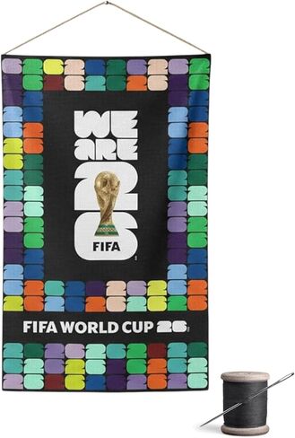 Northcott FIFA World Cup DIY Fabric Wall Hanging Kit – Soccer Fan Sewing Craft Project – Includes 28" x 43" Fabric Panel, Backing, Binding & Instructions – Create a 27" x 40" Handmade Wall Art Décor in Saudi Arabia