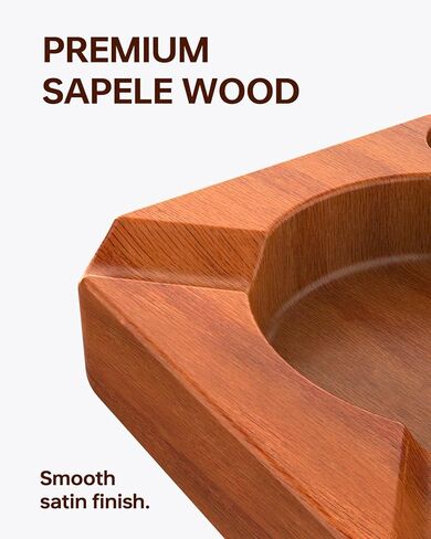 Cigar Ashtray Outdoor Indoor, Sapele Wood Cigar Ashtrays for Men with Removable Metal Tray, 4 Slots Large Square Ash Tray for Patio Home Office, Fancy Cigar Accessories Gift Idea in Saudi Arabia
