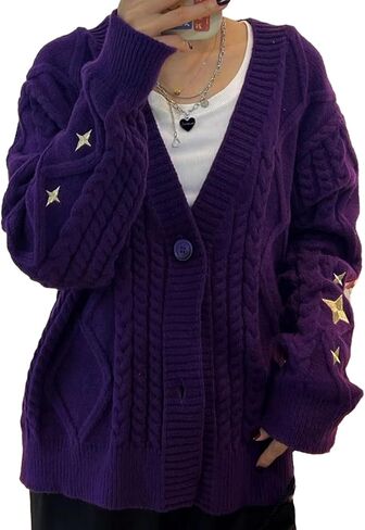 Speak Now Cardigan Sweaters for Women Embroidered Print Button V-Neck Knitwear in Saudi Arabia