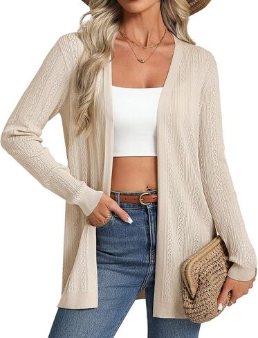 GRACE KARIN Long Cardigans for Women Lightweight, Open Front Cardigan Trendy 2026, Crochet Casual Spring Vacation Outfits in Saudi Arabia