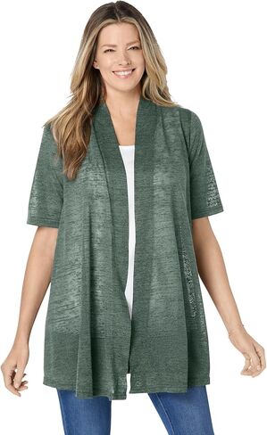 Woman Within Plus Size Lightweight Open Front Cardigan Sweater in Saudi Arabia