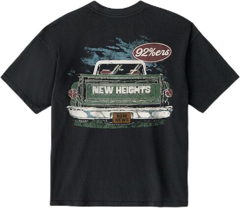 New Heights with Jason & Travis Kelce Vintage Pickup Graphic T-Shirt, 92% ers Logo, Unisex Short Sleeve Tee, Charcoal in Saudi Arabia
